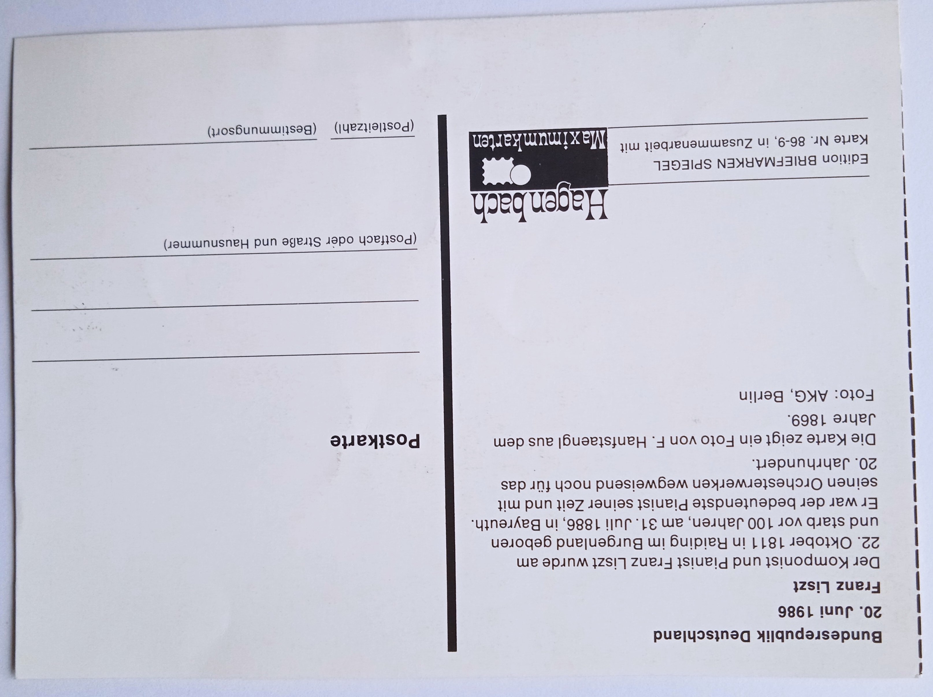 Pohlednice Franz Liszt